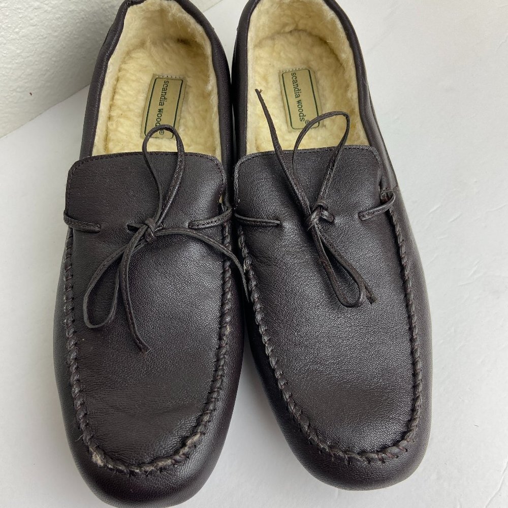 NWOT Scandia woods Leather Loafers Brown Fur